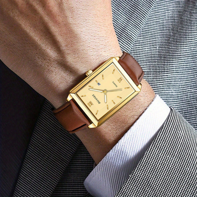 Smartwatch Watches Gift For Men - Casual Leather Men Watches Simple Square