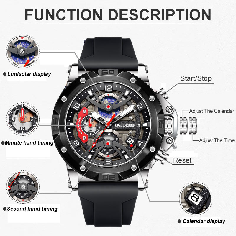 LIGE Top Brand Luxury Men Watc - Smartwatch Watches Brands For Men 评论和价格