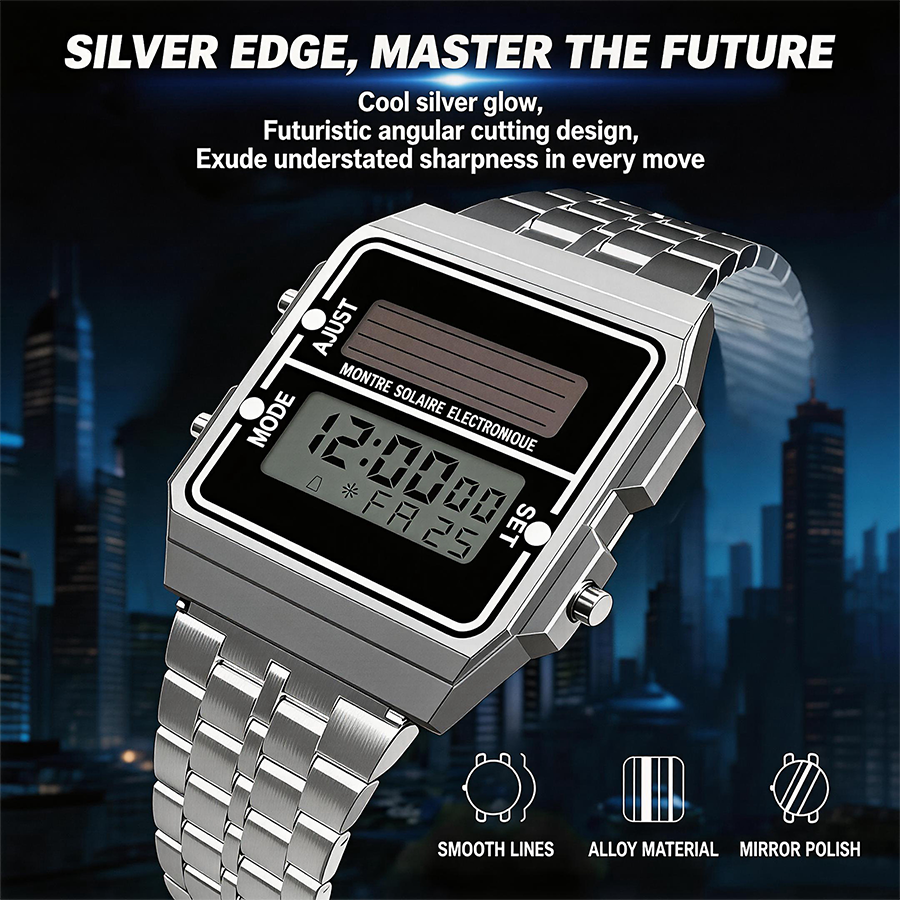 Retro Silver Metal Square Sola - Solar Powered Watch 评论和价格