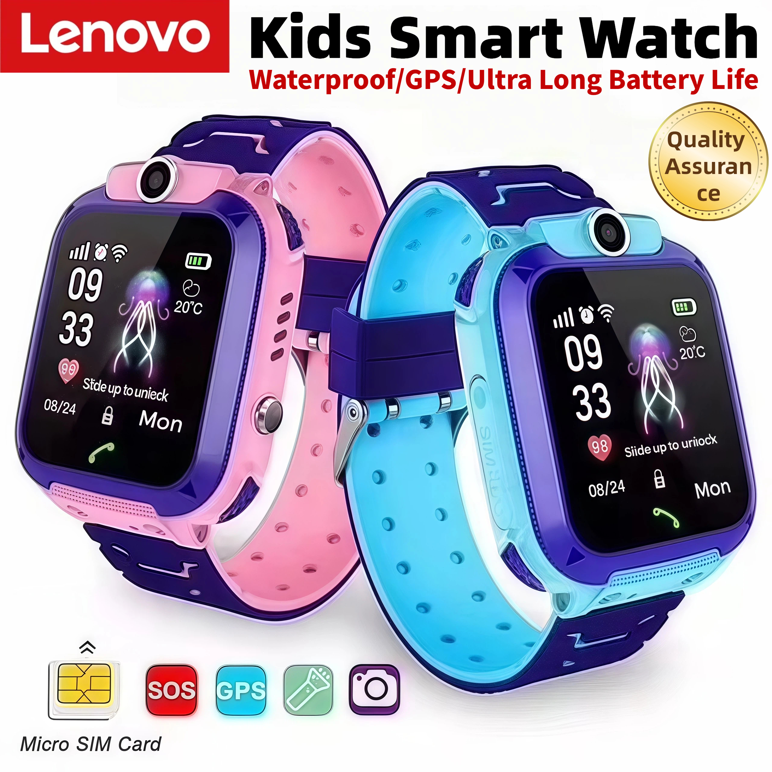 Lenovo Q12 Children's Smart Wa - Smartwatch Watches Gift For Boys With Gps 评论和价格