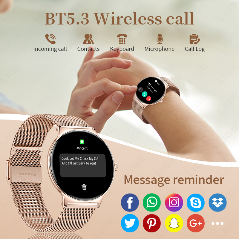 LIGE New Ultra Thin Smart Watc - Smartwatch Health Watches For Women 评论和价格