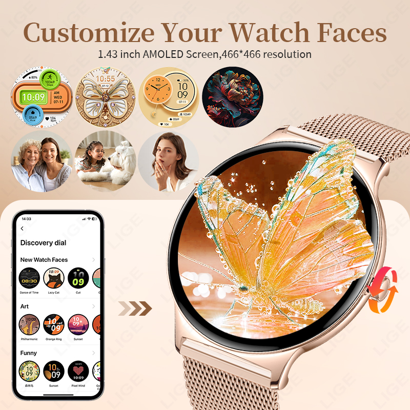 LIGE New Ultra Thin Smart Watc - Smartwatch Health Watches For Women 评论和价格