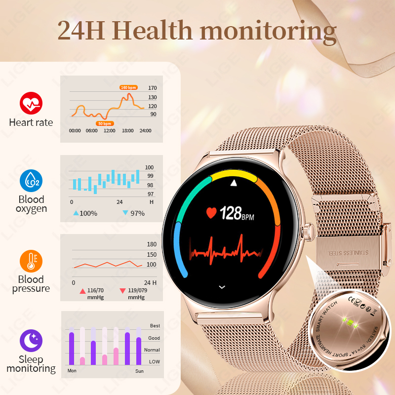 LIGE New Ultra Thin Smart Watc - Smartwatch Health Watches For Women 评论和价格