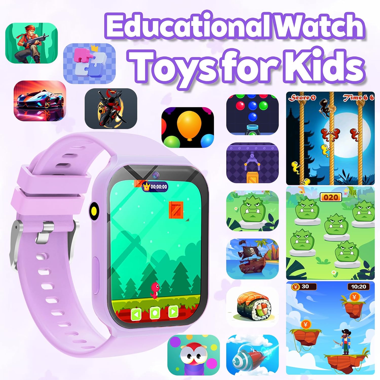 Kids Smart Watch with 18 Games - Smartwatch Digital Watches For Kid Boy With Alarm 评论和价格