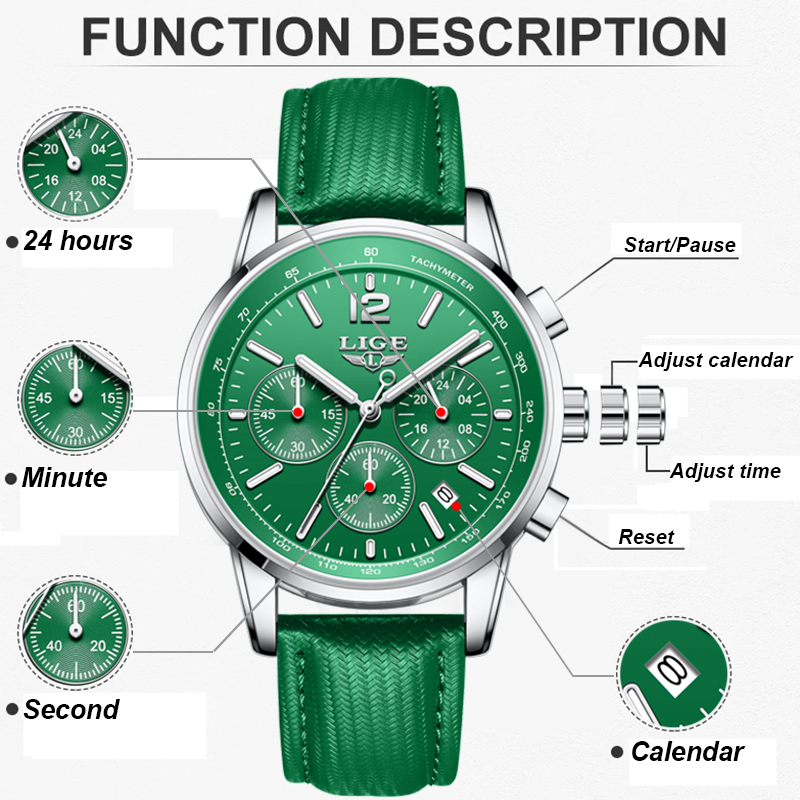 LIGE Casual Leather Watch For  - Smartwatch Sports Watches For Men 评论和价格