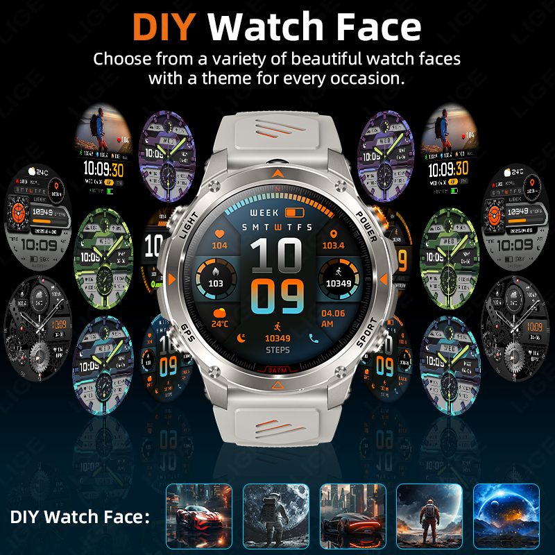 LIGE Rugged GPS Track Smart Wa - Smartwatch Sports Watches For Men 评论和价格