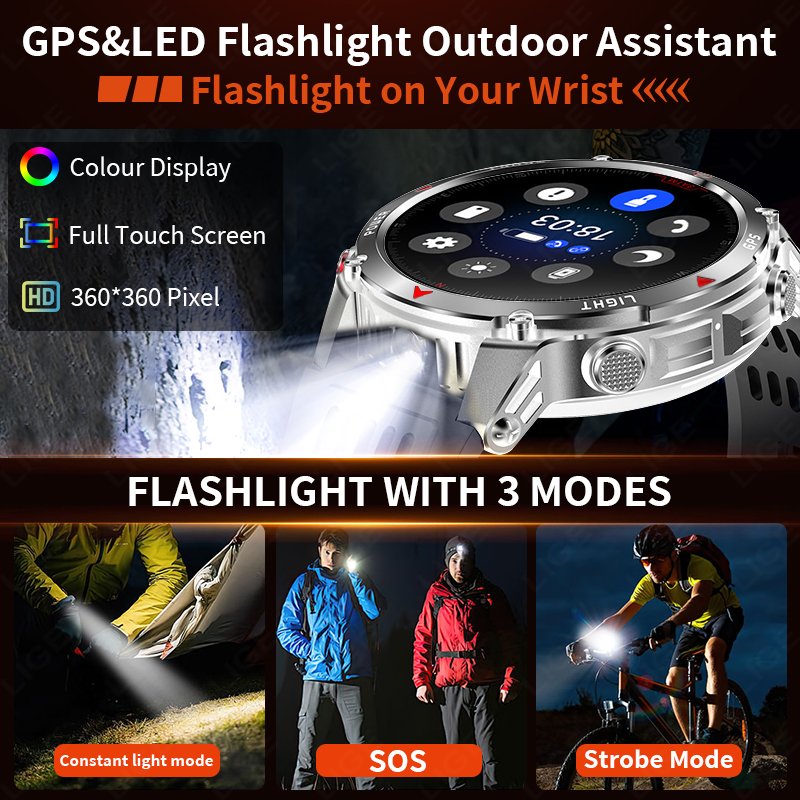 LIGE Rugged GPS Track Smart Wa - Smartwatch Sports Watches For Men 评论和价格