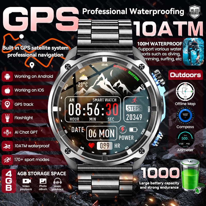 New Military Men  Accuracy GPS - Smartwatch Watches Brands For Men 评论和价格