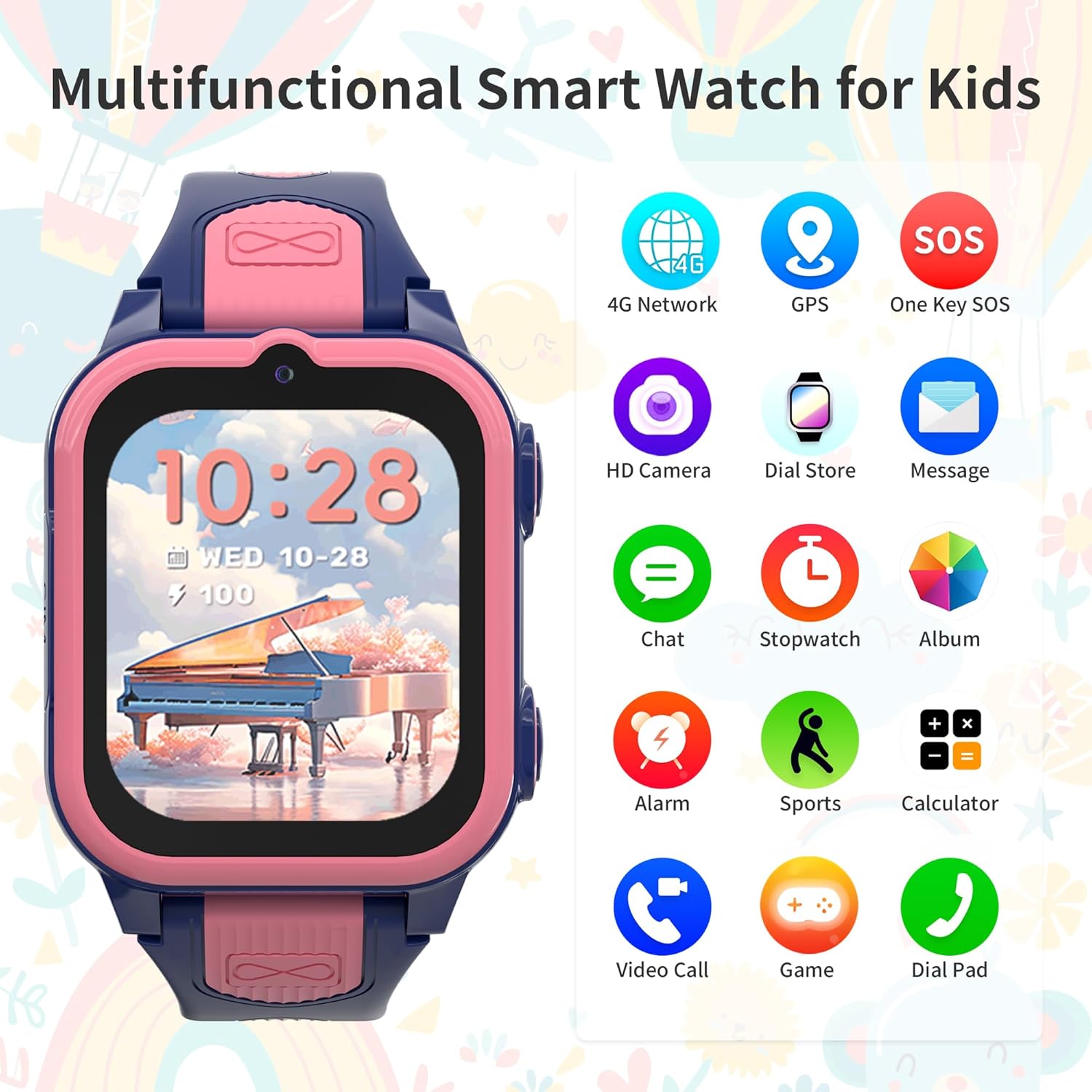 4G Kids Smart Watch with GPS T - Smartwatch Watches Girls 评论和价格
