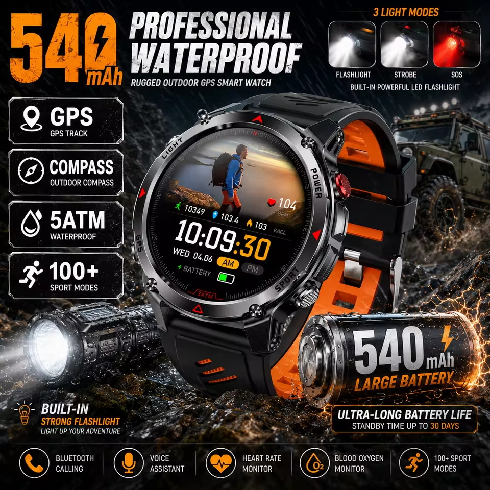 Military 540mAh GPS Smart Watc - Smartwatch Watches Gift For Men 评论和价格