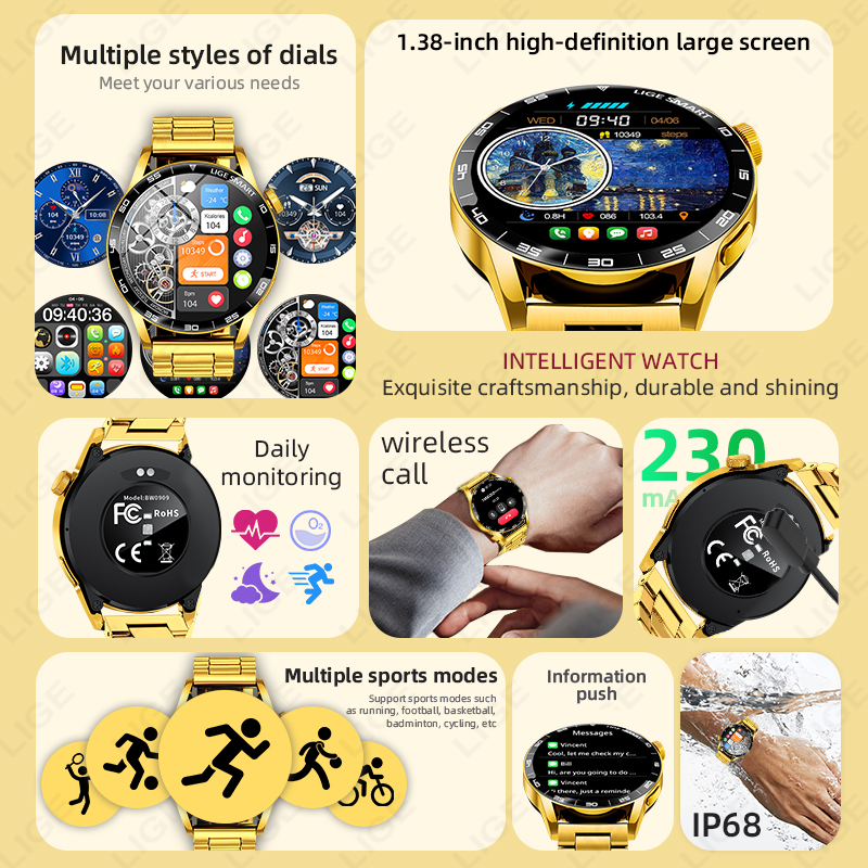 LIGE New Voice Calling Smart W - Smartwatch Watches Gift For Women 评论和价格