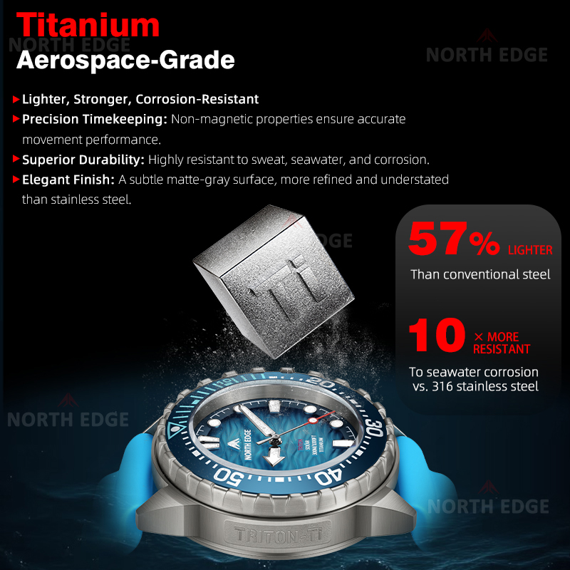 NORTH EDGE TRITON-TI Titanium  - Solar Powered Watch 评论和价格