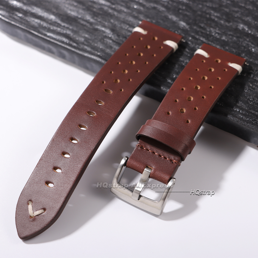 Oil Wax Cowhide Watch Strap 20 - Smartwatch Premium Watches For Men 评论和价格