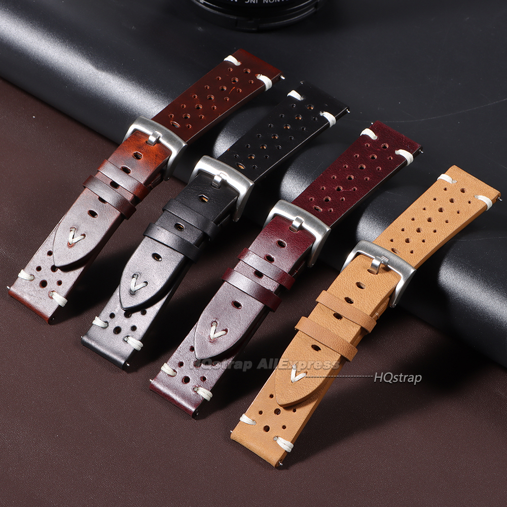 Oil Wax Cowhide Watch Strap 20 - Smartwatch Premium Watches For Men 评论和价格